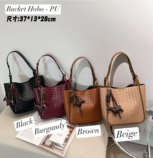 Woven Bucket Hobo - PU